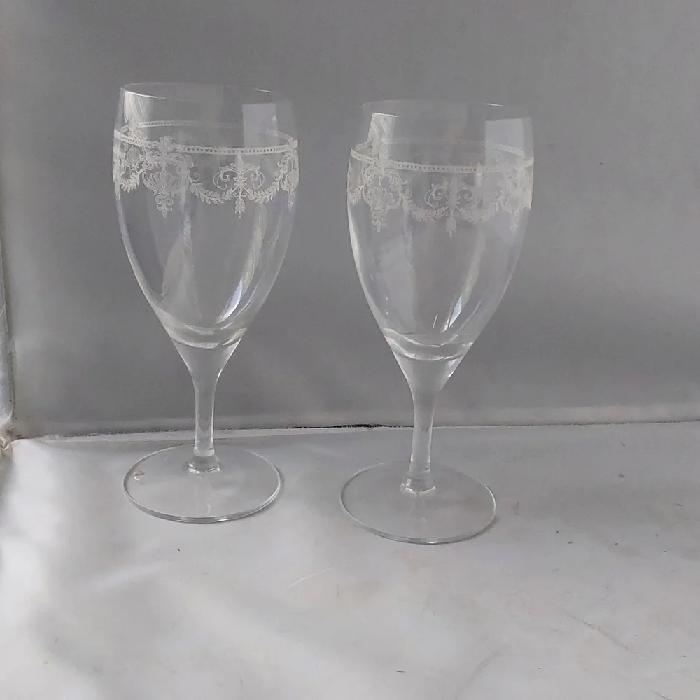 PRINCESS HOUSE HERITAGE CRISTAL  FRANCE  ETCHED GLASSES‎ SETS OF 6